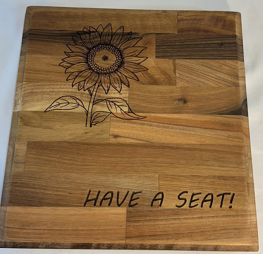 Have a Seat Custom Sunflower Cutting Board